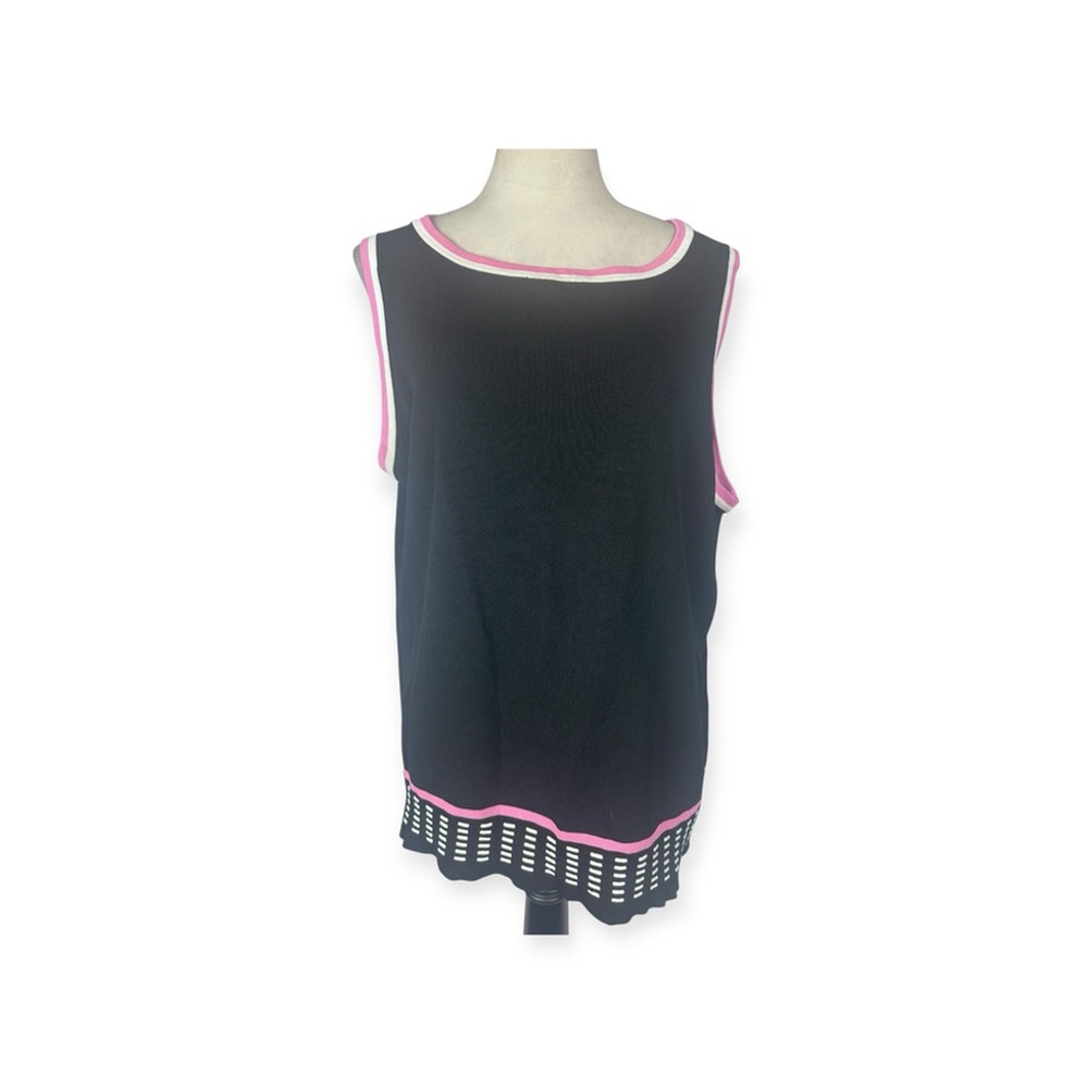 Grace Dane Lewis Pink And Black sleeveless sweater top size 1X